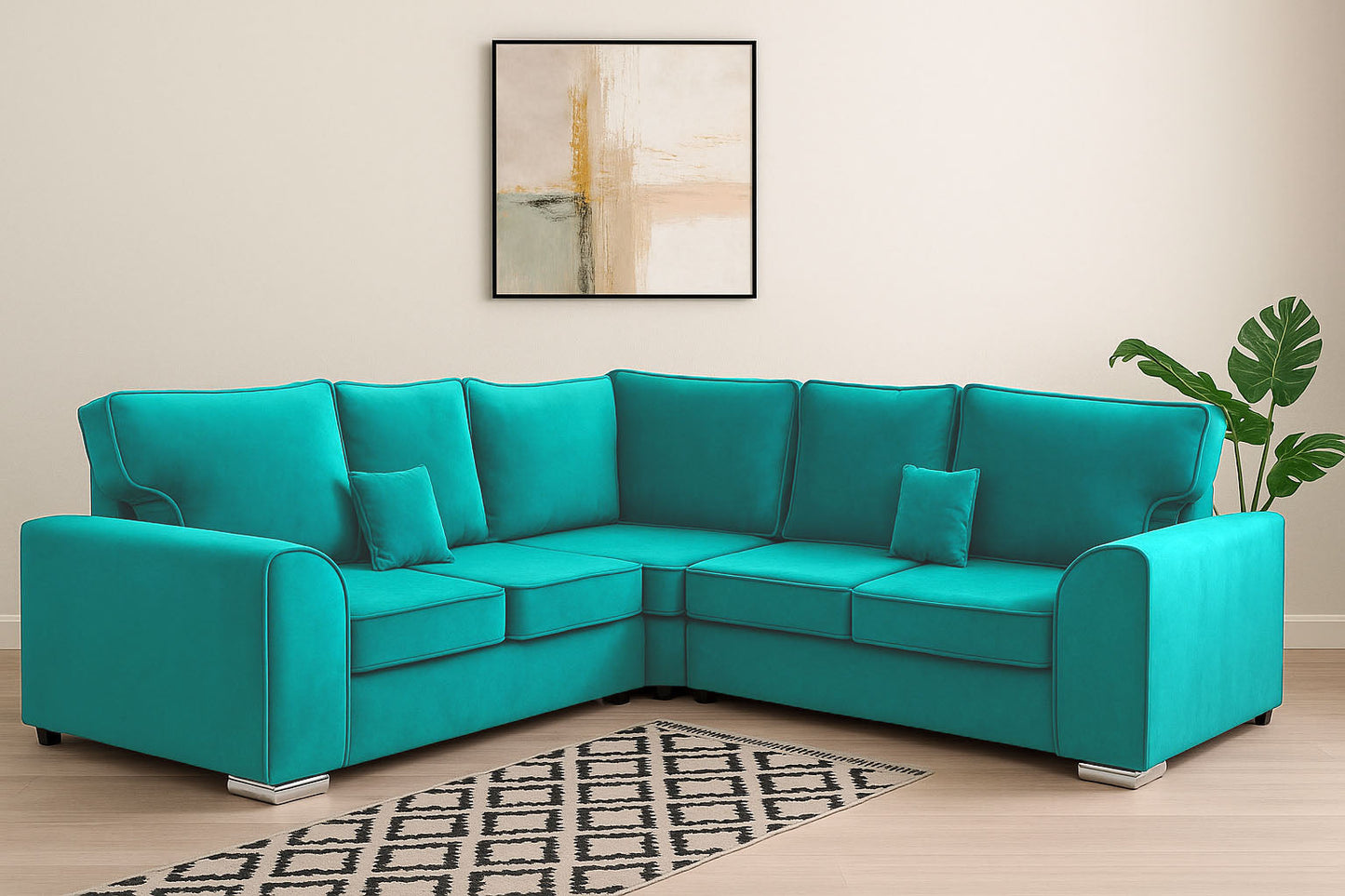 Dylan Plush Velvet Dual Arm High Back 5 Seater Sofa