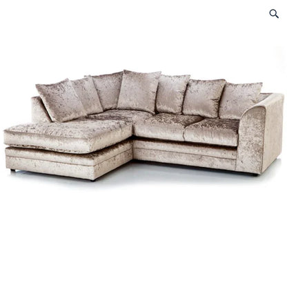 Dylan Crush Velvet 4 Seater Single Arm Left & Right Hand Corner Sofa