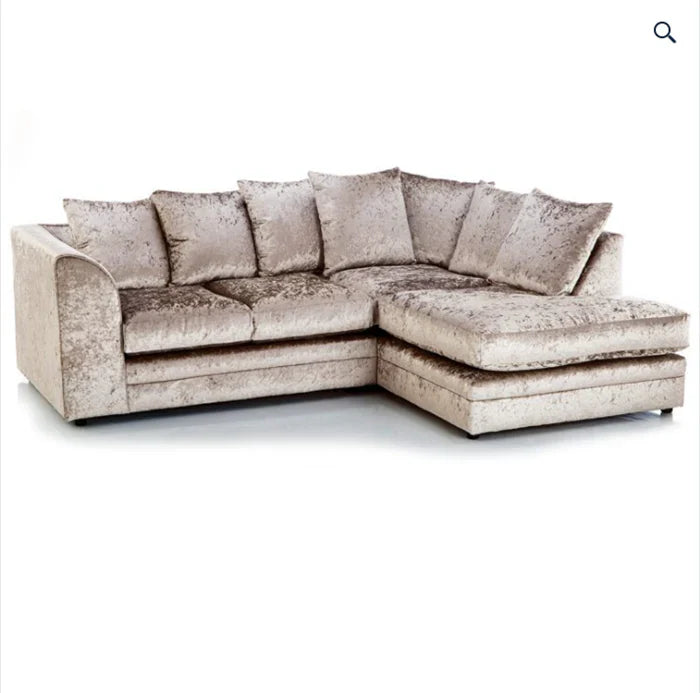 Dylan Crush Velvet 4 Seater Single Arm Left & Right Hand Corner Sofa