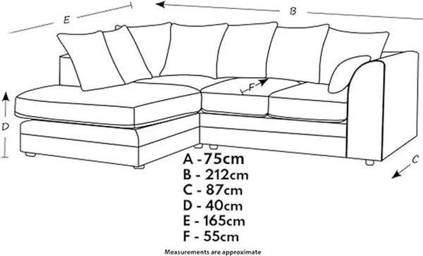 Dylan Crush Velvet 4 Seater Single Arm Left & Right Hand Corner Sofa