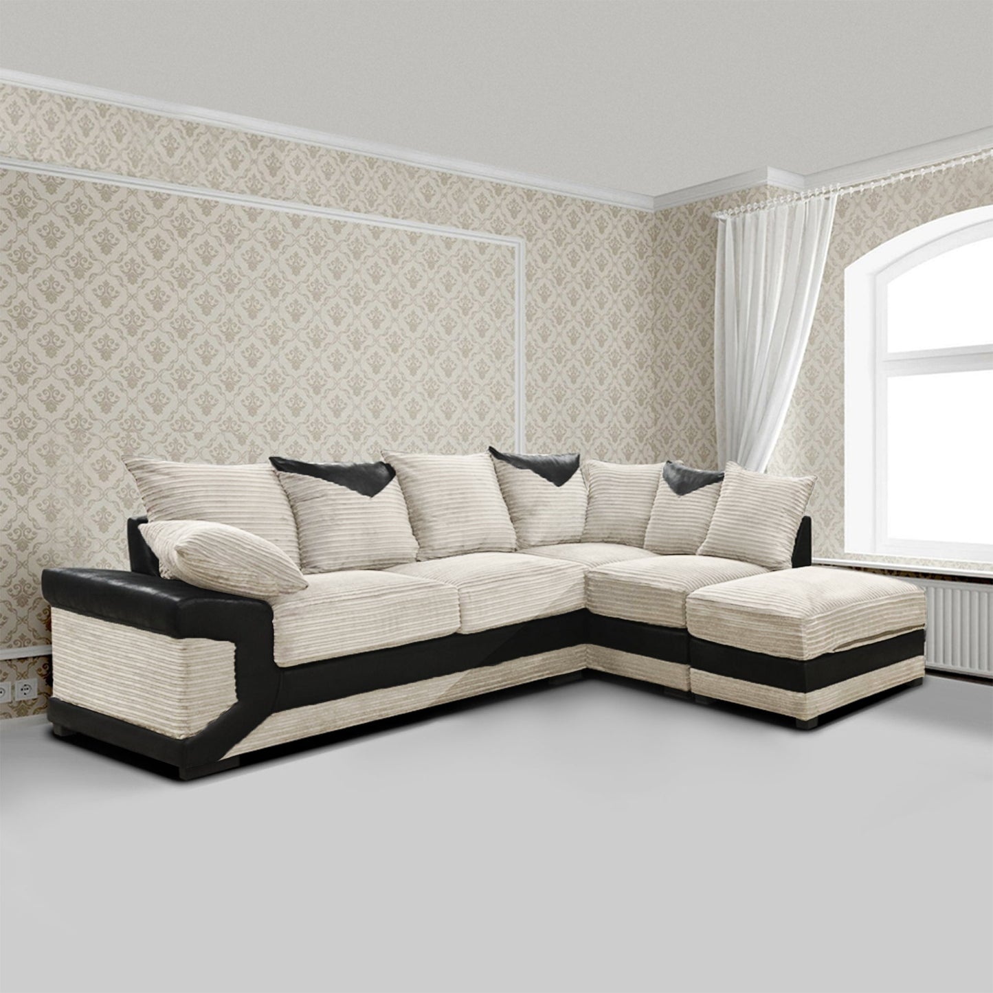 DINO Jumbo Cord 5 Seater Single Arm Left & Right Hand Corner Sofa