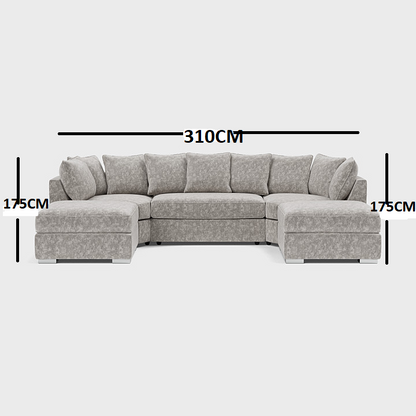 Bishop U-Shape Kensigton Scatter Back Moveable Footstools Rolled Arms Sofa