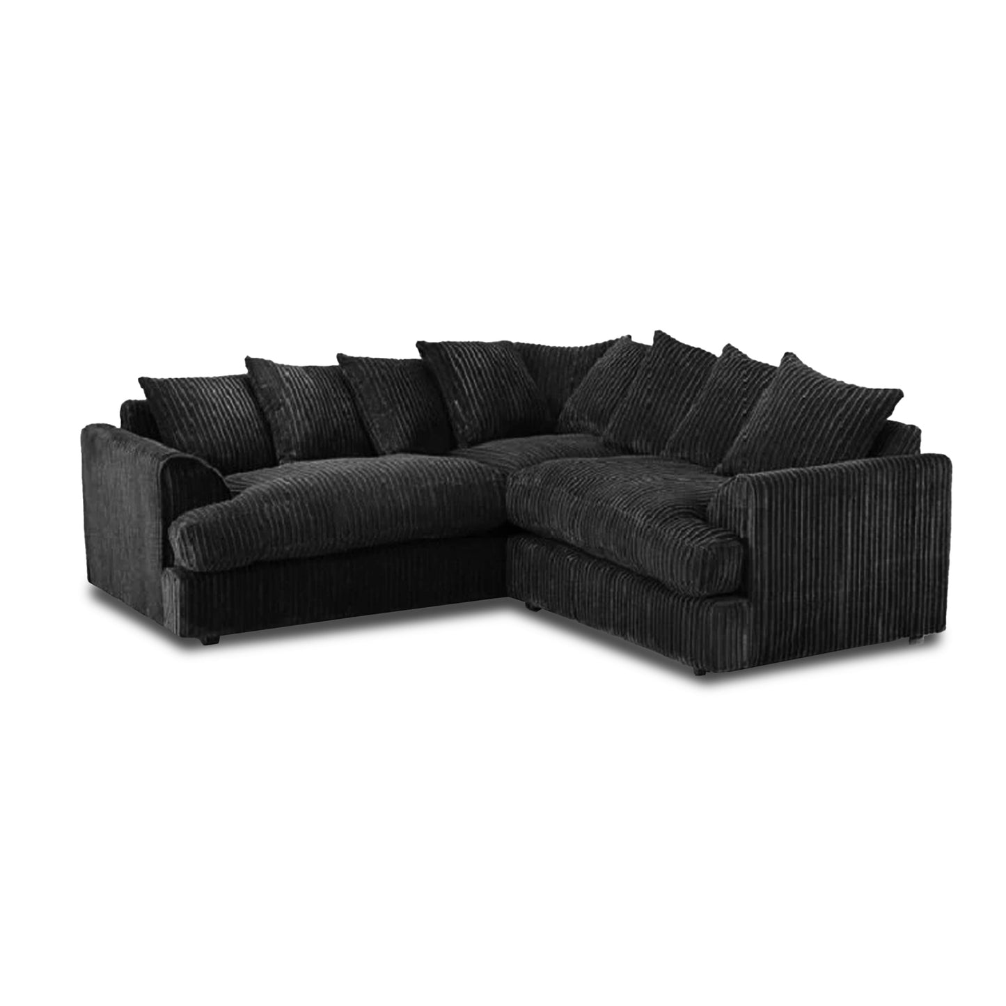 Liverpool 5 seater corner sofa with foot stool black color jumbocord fabric
