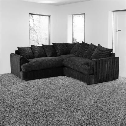 Liverpool 5 seater corner sofa with foot stool black color jumbocord fabric
