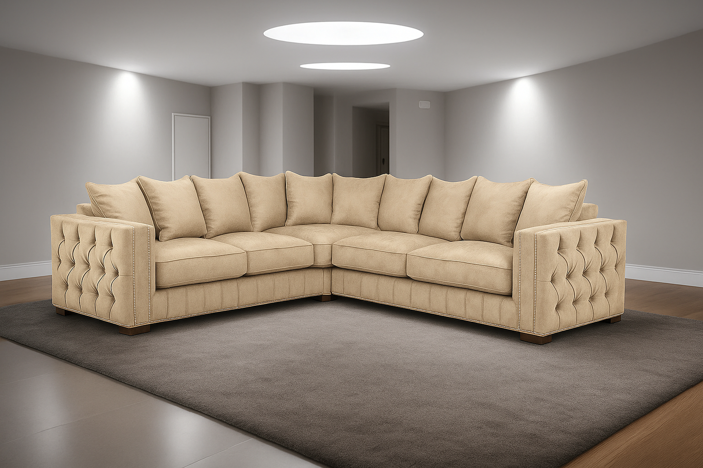 Maya Plush Velvet Sofa 5 Seater Wide Armrests Luxury Corner Sofa