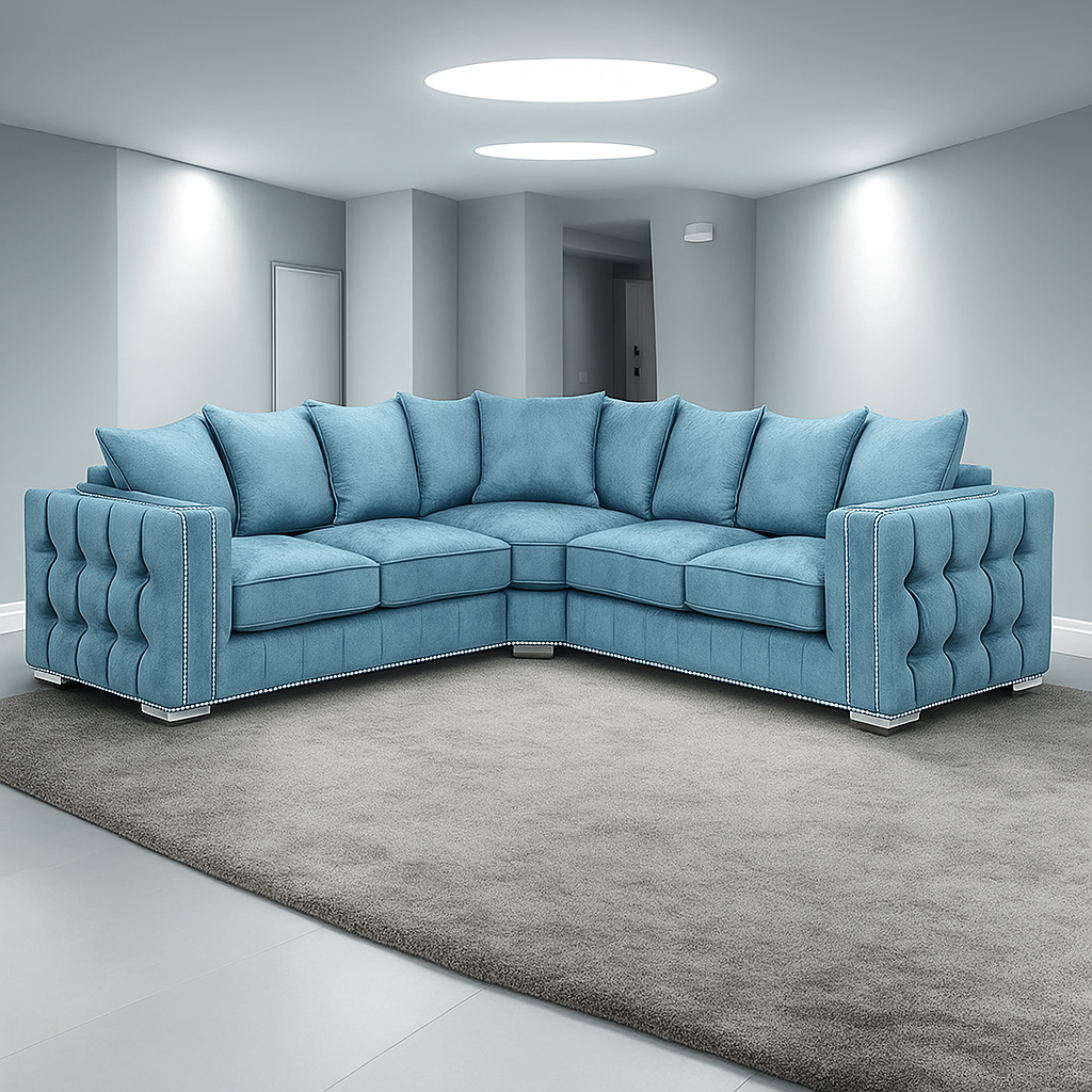 Maya Plush Velvet Sofa 5 Seater Wide Armrests Luxury Corner Sofa