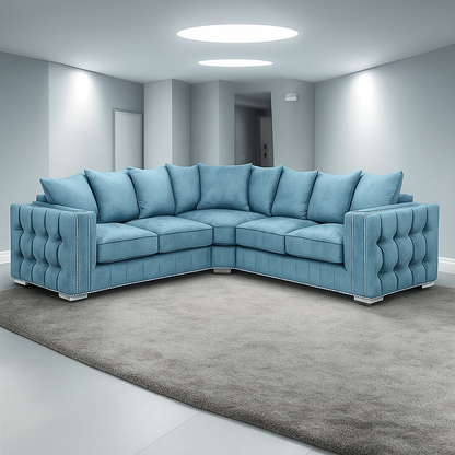 Maya Plush Velvet Sofa 5 Seater Wide Armrests Luxury Corner Sofa