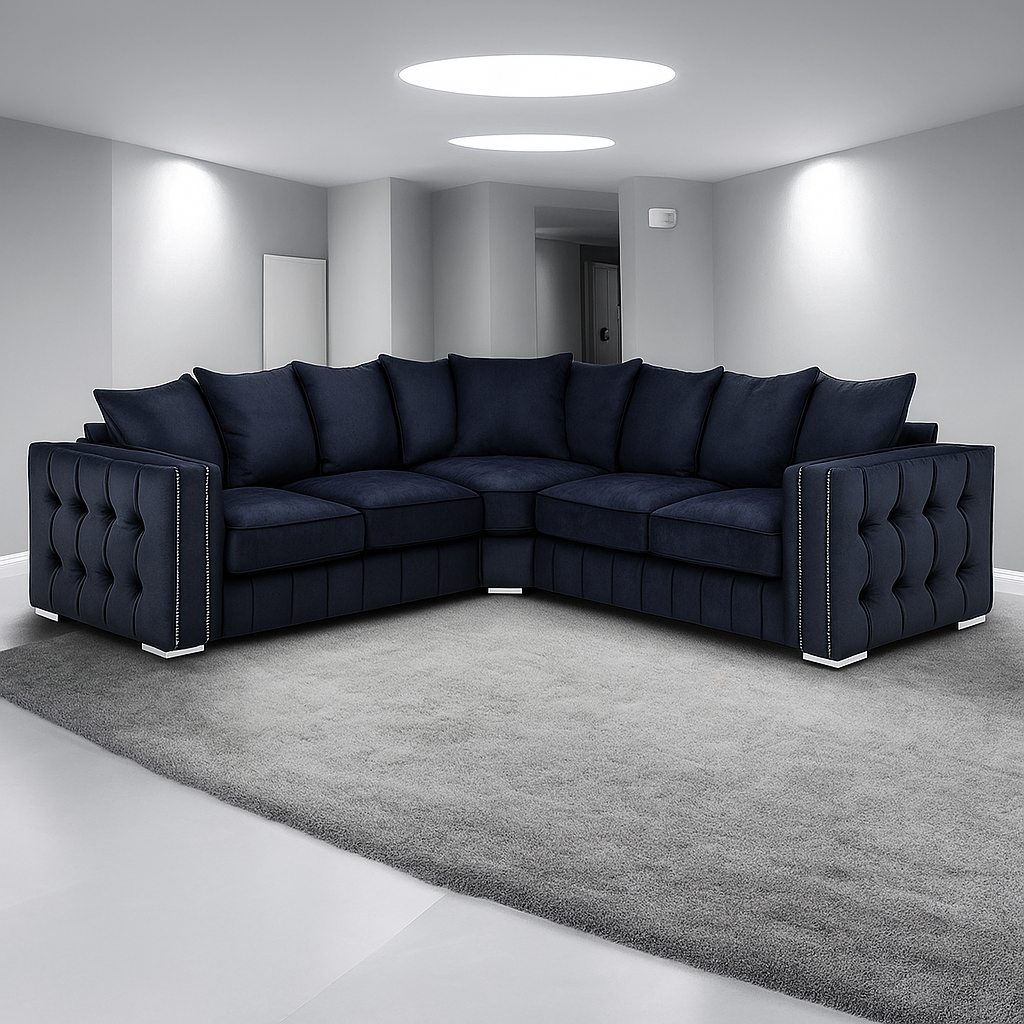 Maya Plush Velvet Sofa 5 Seater Wide Armrests Luxury Corner Sofa