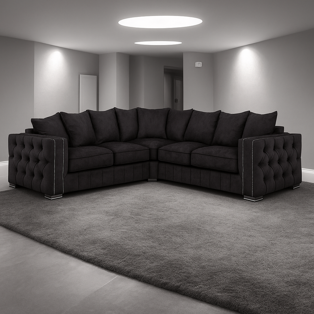 Maya Plush Velvet Sofa 5 Seater Wide Armrests Luxury Corner Sofa