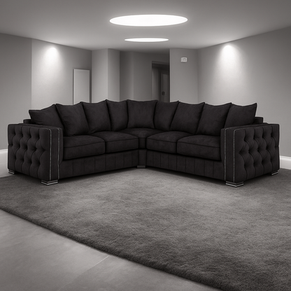 Maya Plush Velvet Sofa 5 Seater Wide Armrests Luxury Corner Sofa