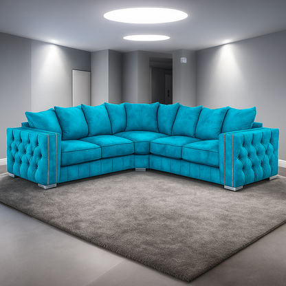 Maya Plush Velvet Sofa 5 Seater Wide Armrests Luxury Corner Sofa