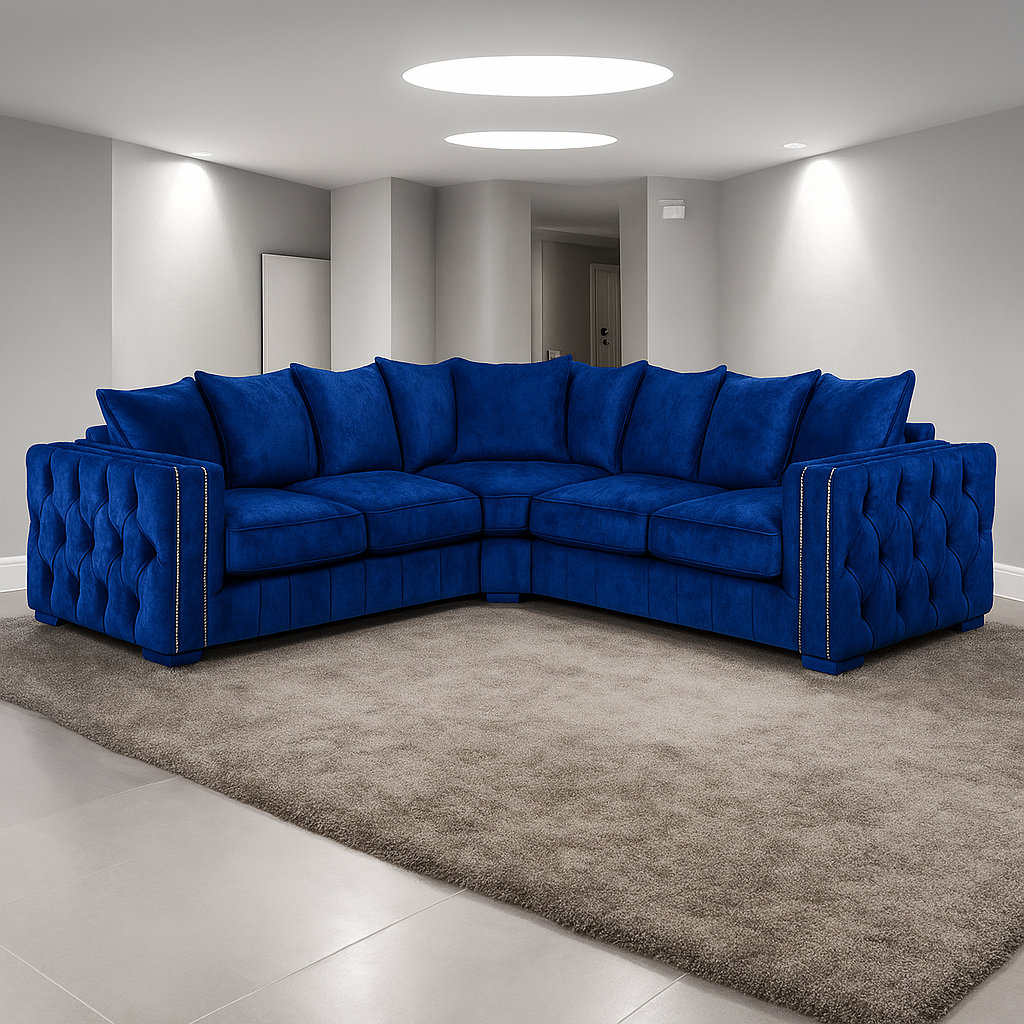 Maya Plush Velvet Sofa 5 Seater Wide Armrests Luxury Corner Sofa