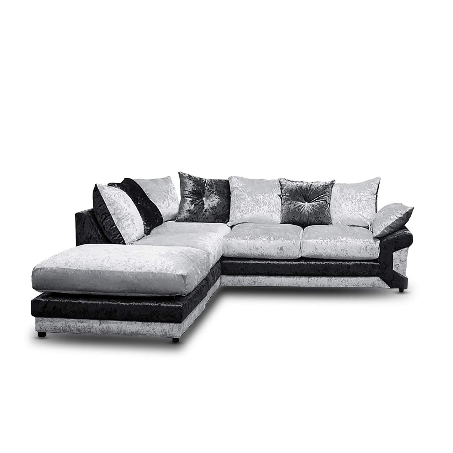 DINO Crush Velvet Single Arm 5 Seater Left & Right Hand Corner Sofa