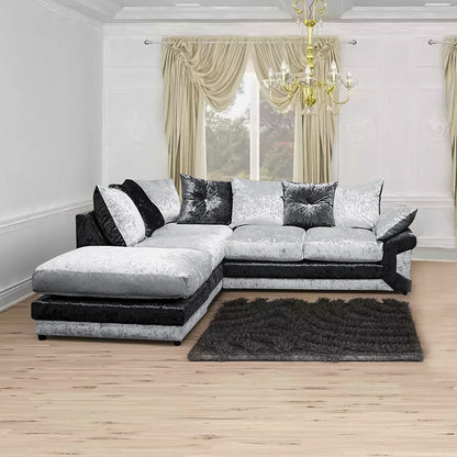 DINO Crush Velvet Single Arm 5 Seater Left & Right Hand Corner Sofa