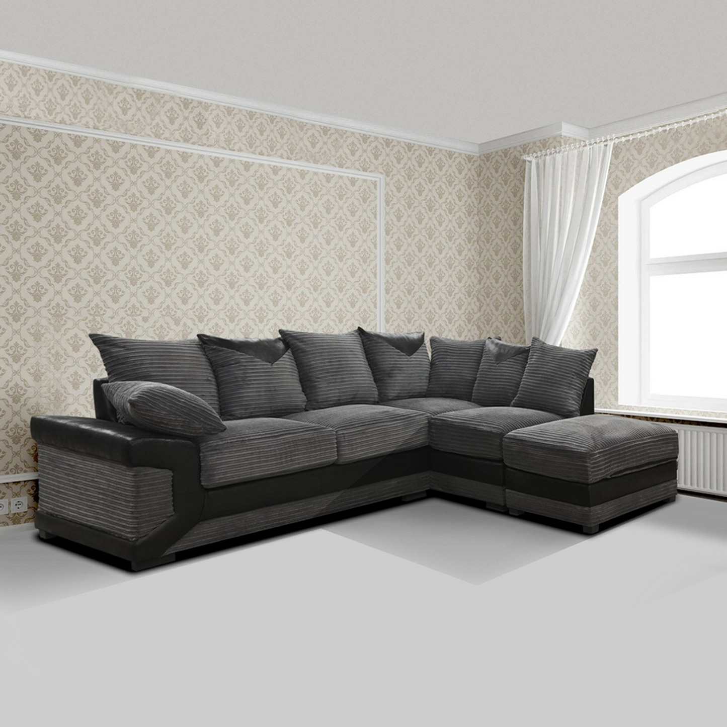 DINO Jumbo Cord 5 Seater Single Arm Left & Right Hand Corner Sofa