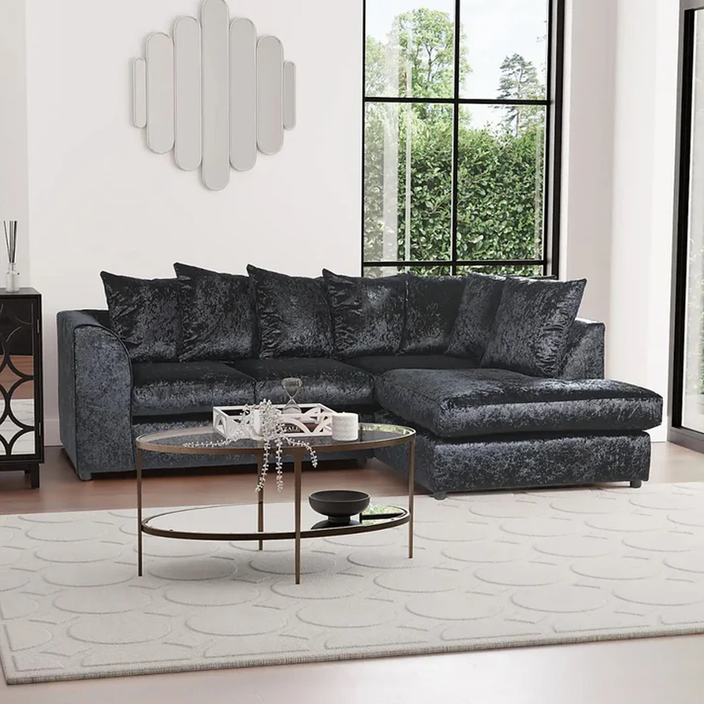 Dylan Crush Velvet 4 Seater Single Arm Left & Right Hand Corner Sofa