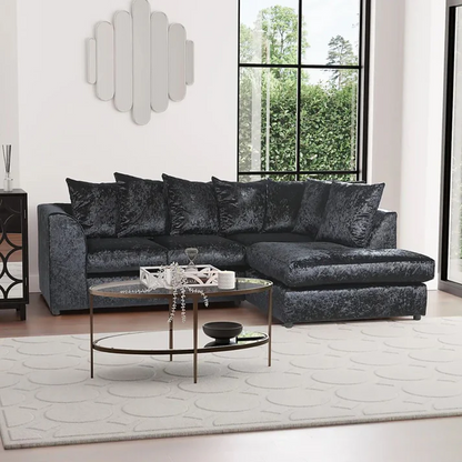 Dylan Crush Velvet 4 Seater Single Arm Left & Right Hand Corner Sofa