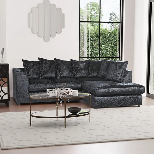 Dylan Crush Velvet 4 Seater Single Arm Left & Right Hand Corner Sofa