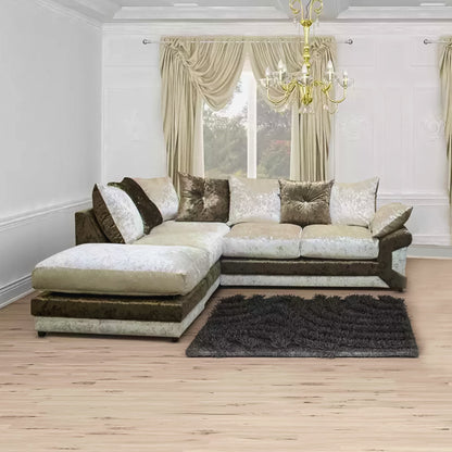 DINO Crush Velvet Single Arm 5 Seater Left & Right Hand Corner Sofa