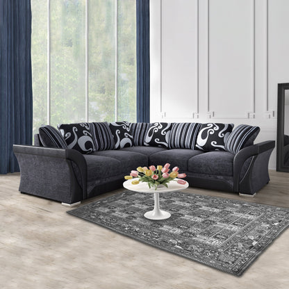 Shannon Wide Armrest 5 Seater Luxury Chenille Fabric Corner Sofa