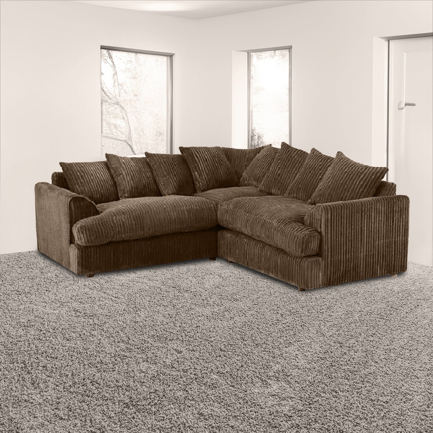 Liverpool 5 seater corner sofa with foot stool chocklate color jumbocord fabric
