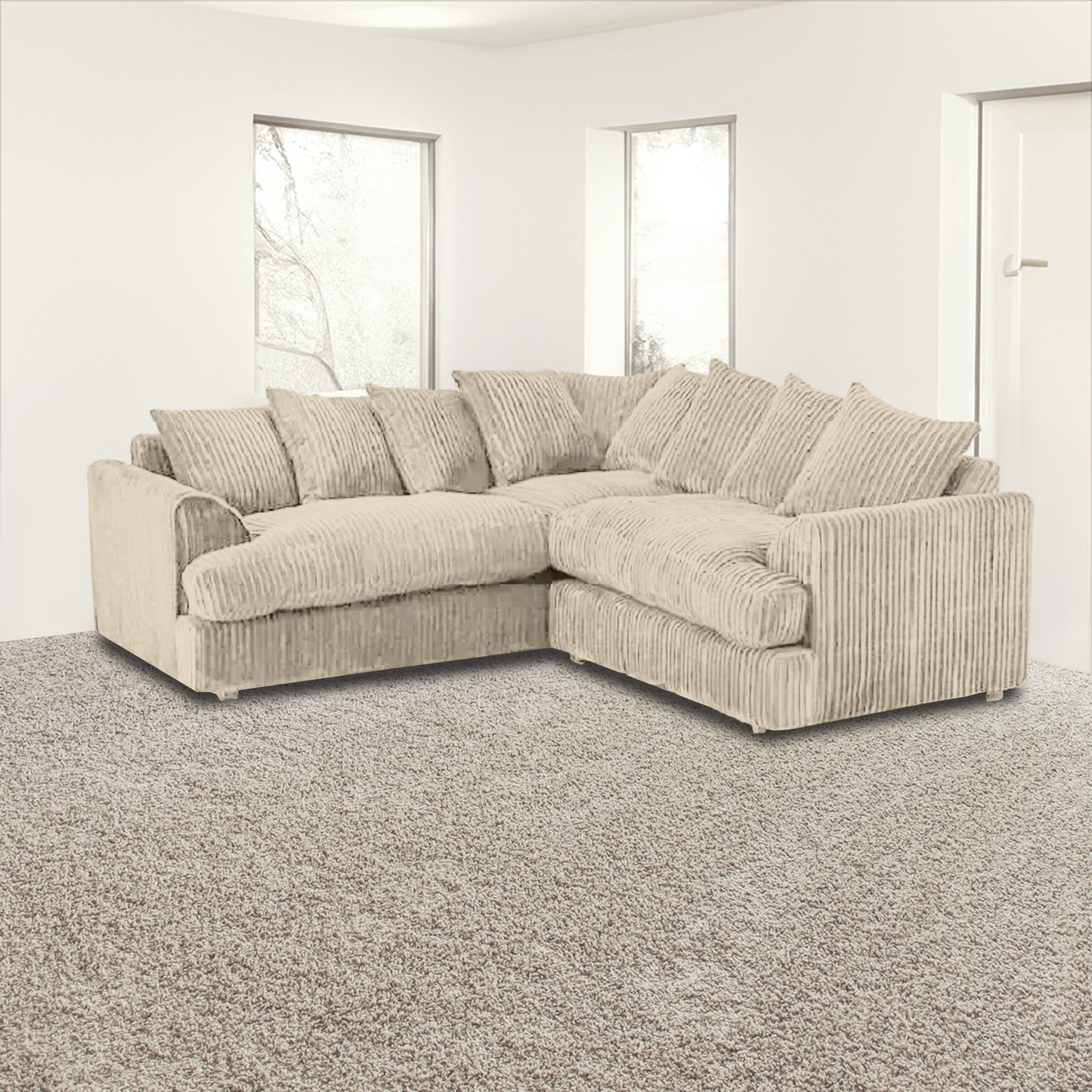 Liverpool 5 seater corner sofa with foot stool mink color jumbocord fabric
