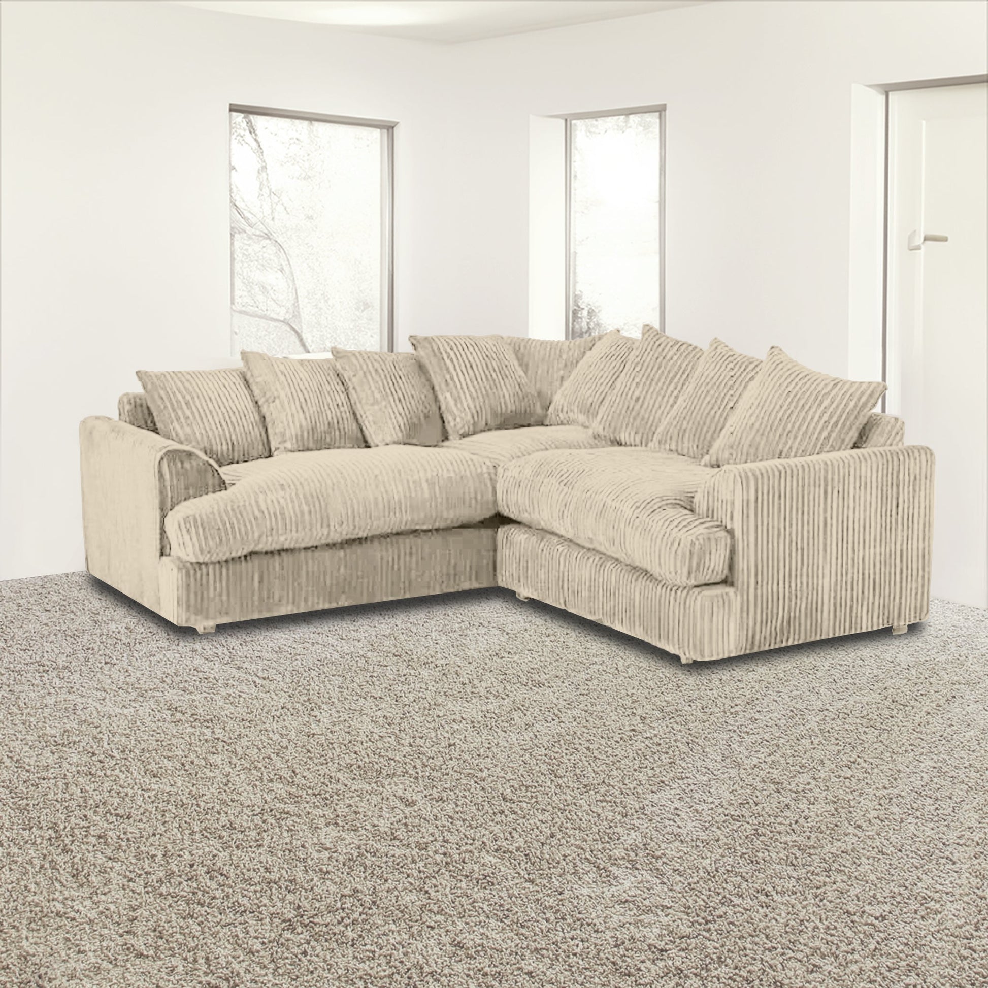 Liverpool 5 seater corner sofa with foot stool mink color jumbocord fabric
