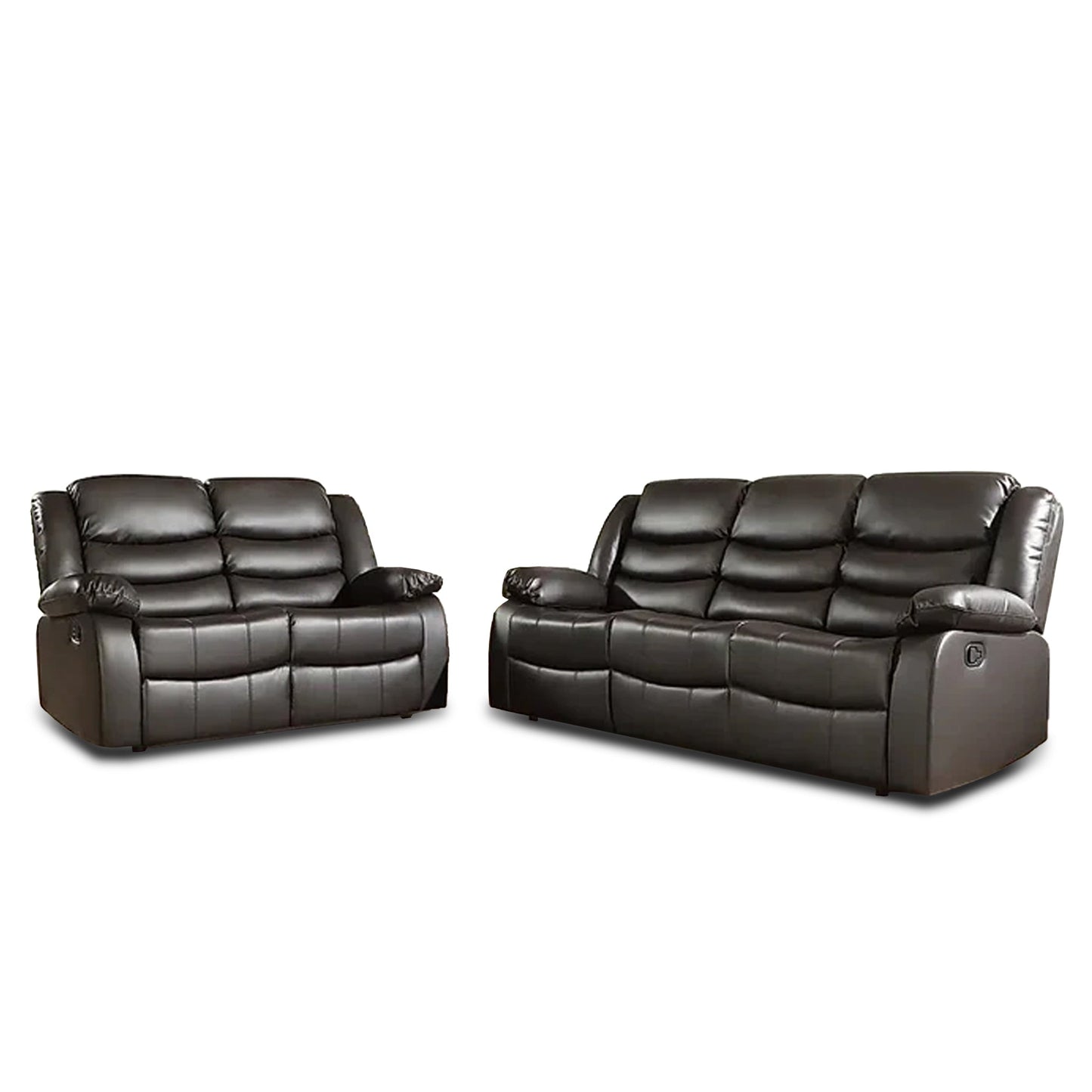 ROMA BLACK LEATHER 3+2+1 SOFA SET (Air Leather UKFR)
