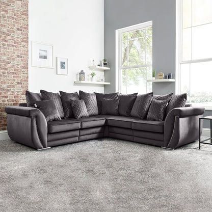 Falcon Chenille Fabric 5 Seater Wide Armrest Comfortable Luxurious Corner Sofa