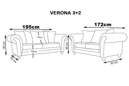 Verona 2 Seater Scatter Back Sofa Set  Stylish & Comfortable Living Room Sofas