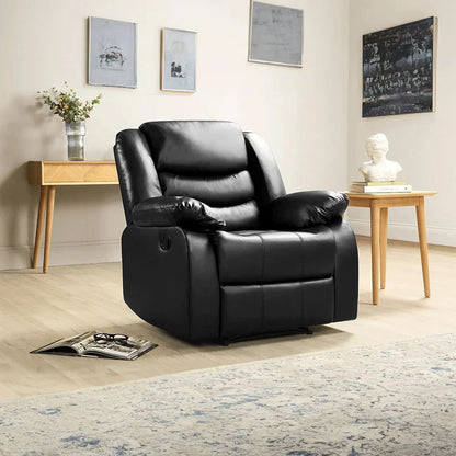 ROMA BLACK LEATHER 3+2+1 SOFA SET (Air Leather UKFR)