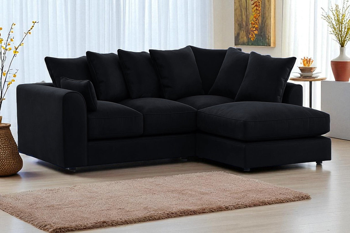 Dylan Plush Velvet 4 Seater Single Arm Left & Right Hand Corner Sofa