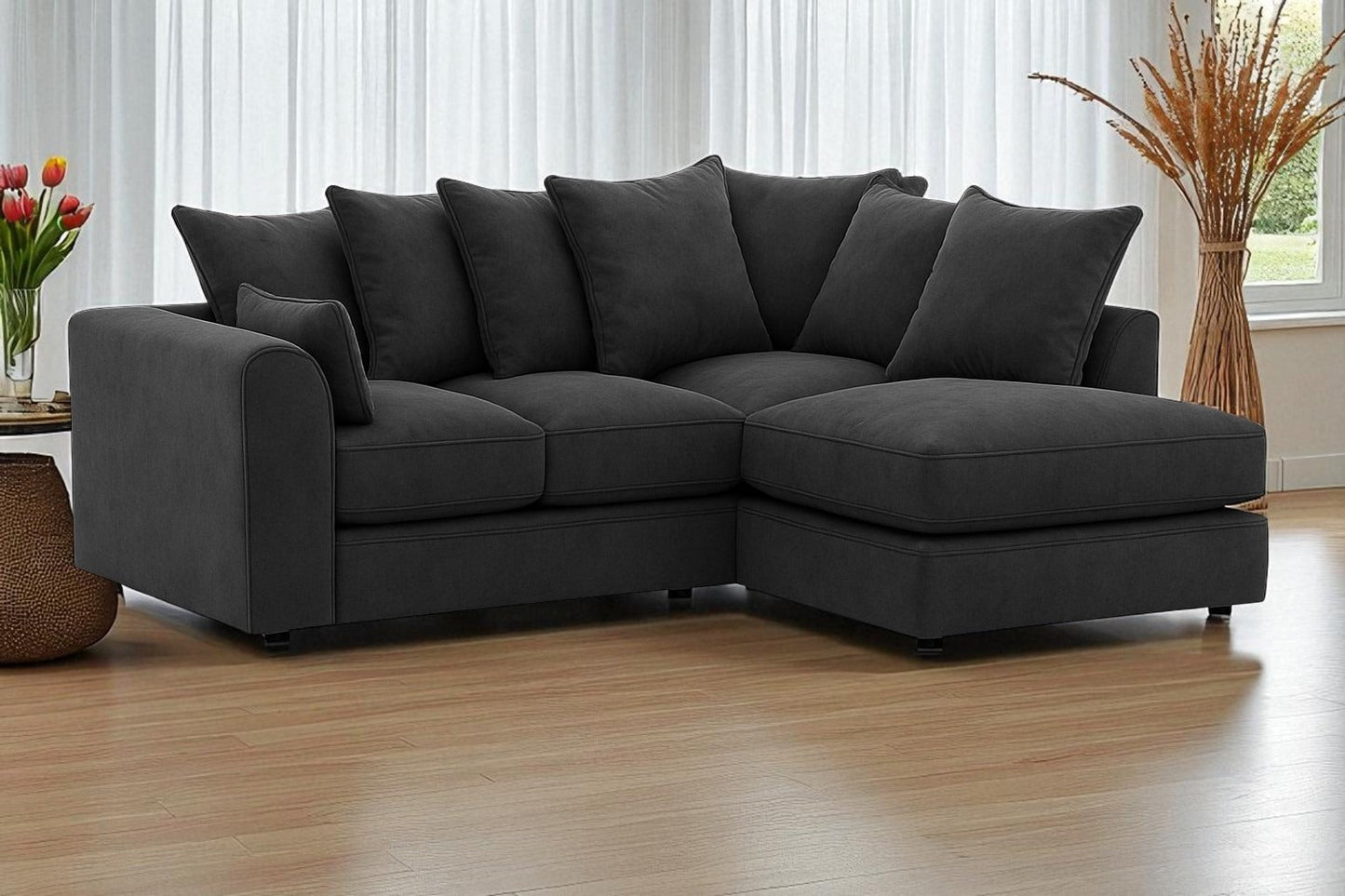 Dylan Plush Velvet 4 Seater Single Arm Left & Right Hand Corner Sofa