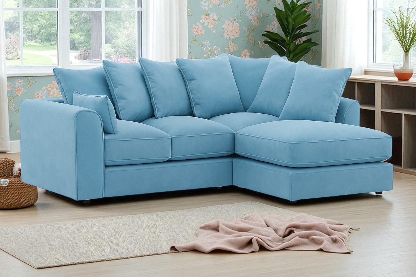 Dylan Plush Velvet 4 Seater Single Arm Left & Right Hand Corner Sofa