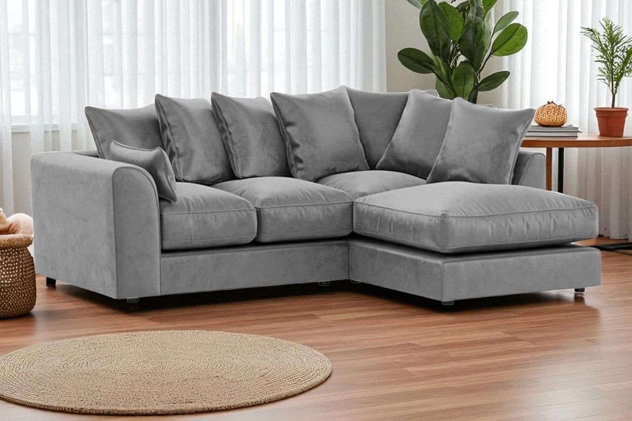 Dylan Plush Velvet 4 Seater Single Arm Left & Right Hand Corner Sofa