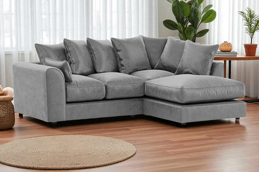 Dylan Plush Velvet 4 Seater Single Arm Left & Right Hand Corner Sofa