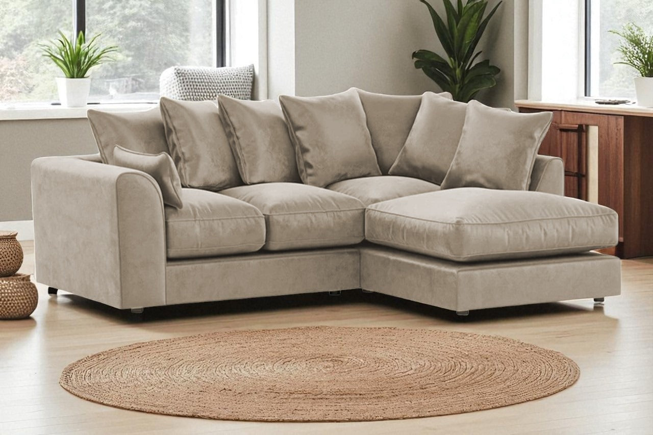 Dylan Plush Velvet 4 Seater Single Arm Left & Right Hand Corner Sofa