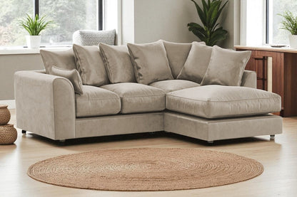 Dylan Plush Velvet 4 Seater Single Arm Left & Right Hand Corner Sofa