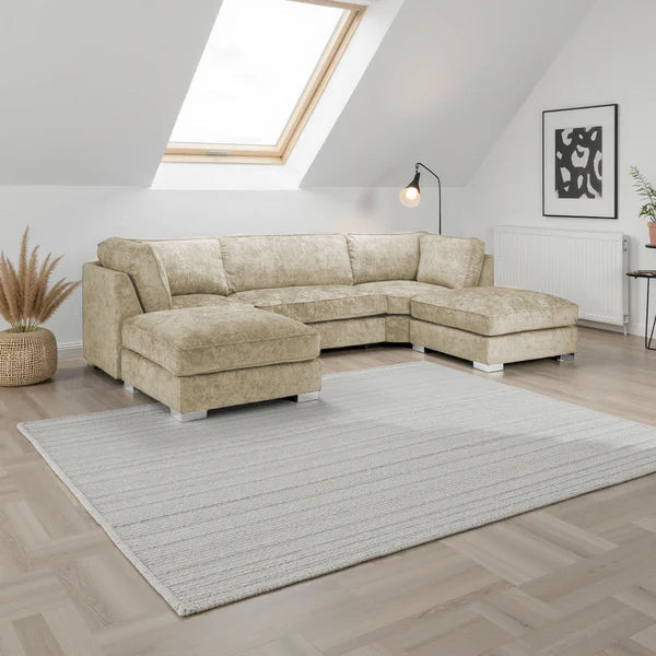 Bishop U-Shape Kensington High Back  Moveable Footstools Rolled Arms Sofa