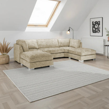 Bishop U-Shape Kensington High Back  Moveable Footstools Rolled Arms Sofa