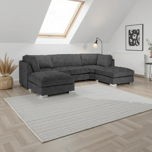 Bishop U-Shape Kensington High Back  Moveable Footstools Rolled Arms Sofa