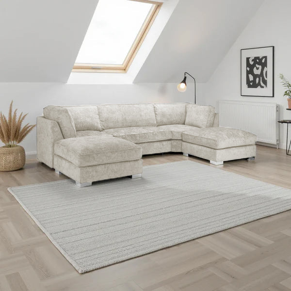 Bishop U-Shape Kensington High Back  Moveable Footstools Rolled Arms Sofa