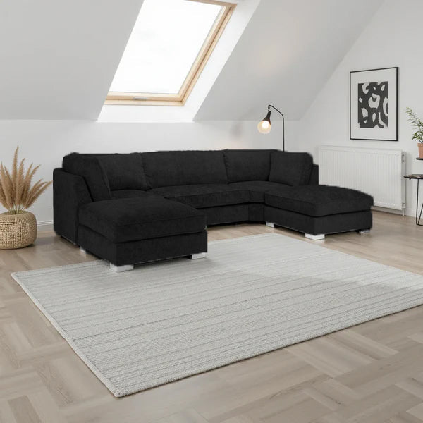 Bishop U-Shape Kensington High Back  Moveable Footstools Rolled Arms Sofa