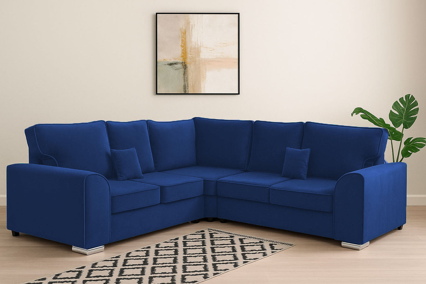 Dylan Plush Velvet Dual Arm High Back 5 Seater Sofa