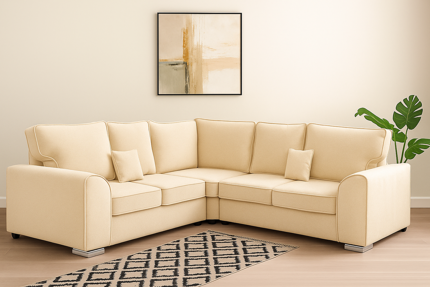 Dylan Plush Velvet Dual Arm High Back 5 Seater Sofa