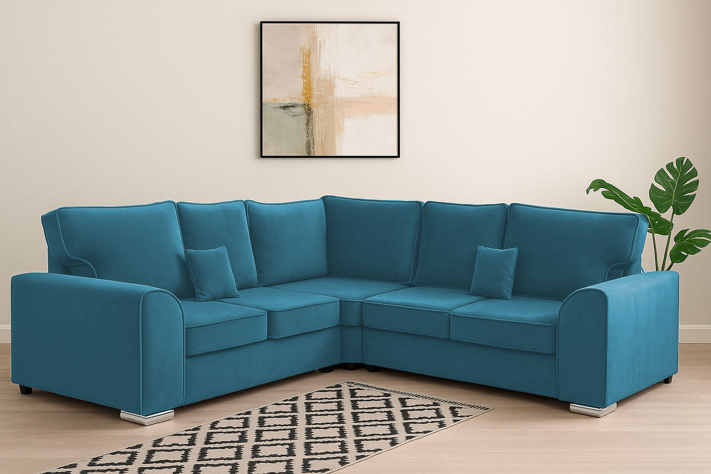 Dylan Plush Velvet Dual Arm High Back 5 Seater Sofa