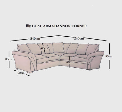 Shannon Wide Armrest 5 Seater Luxury Chenille Fabric Corner Sofa