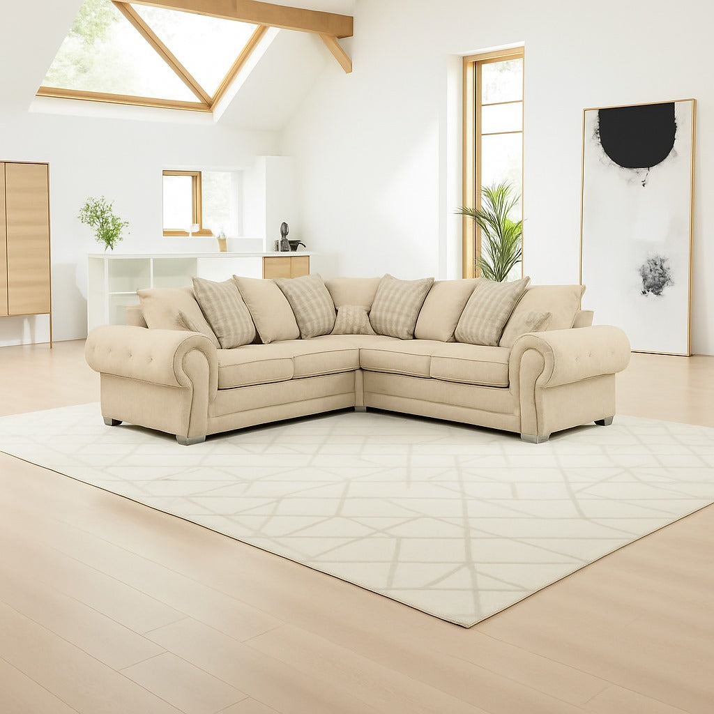 Modern Verona Chester Fields 5 Seater Luxurious Fabric Sofa